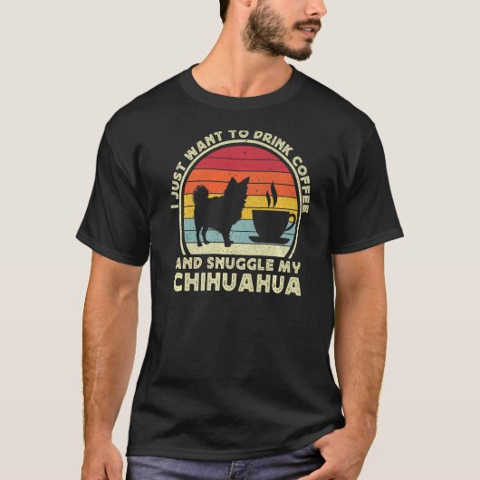 Coffee en Chihuahua Long Haire Hair Chiwawa Dog T-shirt (Voorkant)
