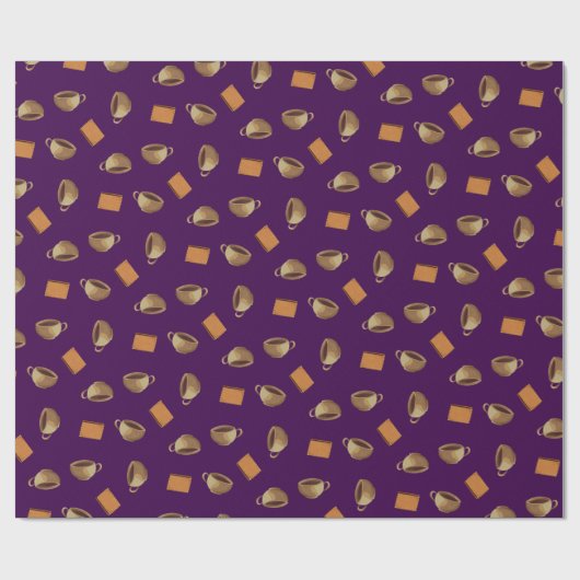 Coffee en Chocolate Biscuits Pattern Paars Food Cadeaupapier (Vlak)