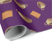 Coffee en Chocolate Biscuits Pattern Paars Food Cadeaupapier (Rol Hoek)