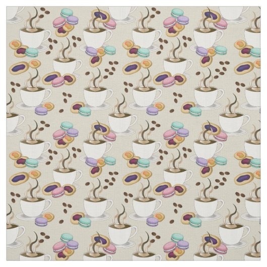 Coffee en Cookie behandelen Patroon Stof (Swatch)