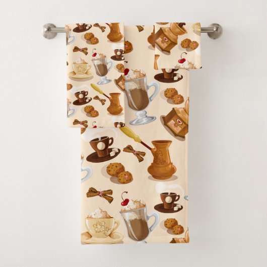 Coffee en Cookie Pattern Bad Handdoek (Insitu)