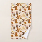 Coffee en Cookie Pattern Bad Handdoek (Handdoek)