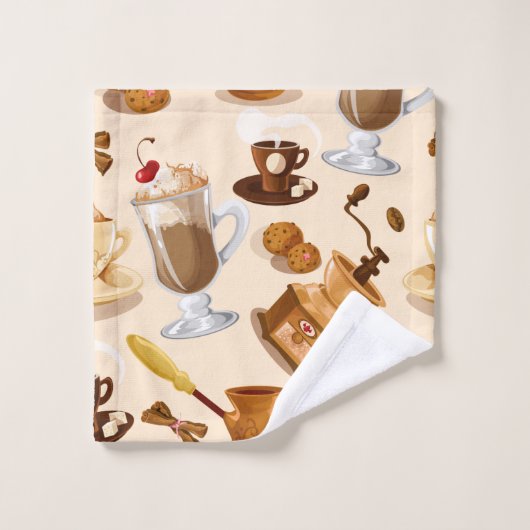 Coffee en Cookie Pattern Bad Handdoek (Wasdoekje)