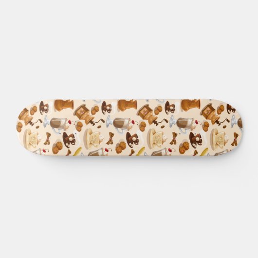 Coffee en Cookie Pattern Persoonlijk Skateboard (Horizontaal)