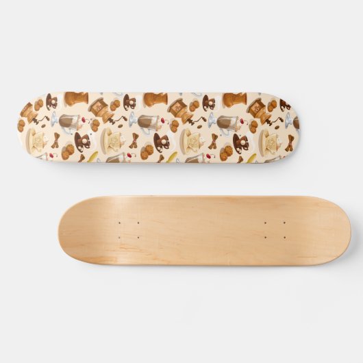 Coffee en Cookie Pattern Persoonlijk Skateboard (Horizontaal)