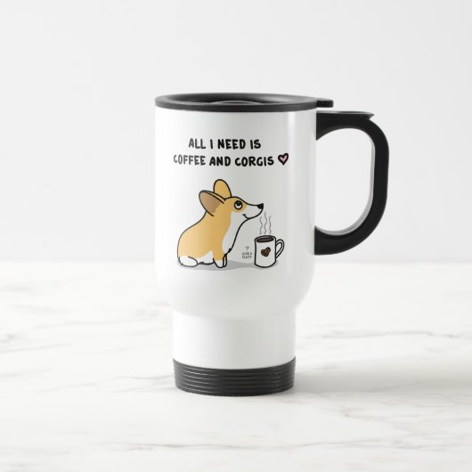 Coffee en Corgis Travel Mug - Rood & wit Reisbeker (Rechts)