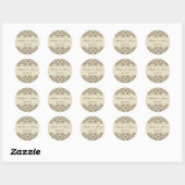 Coffee en Cream  Damask Lace Wedding Favor Ronde Sticker (Vel)
