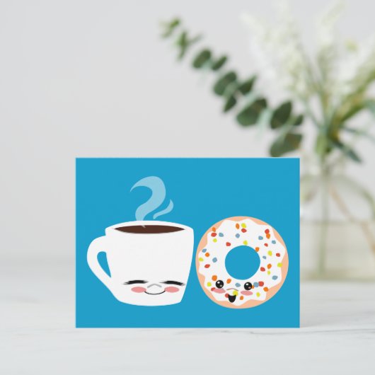 Coffee- en Doughnut-pels Briefkaart (Staand voorkant)