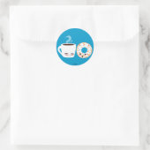 Coffee- en Doughnut-pels Ronde Sticker (Tas)