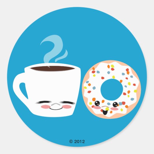 Coffee- en Doughnut-pels Ronde Sticker (Voorkant)