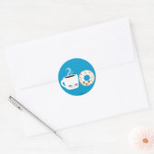 Coffee- en Doughnut-pels Ronde Sticker (Envelop)