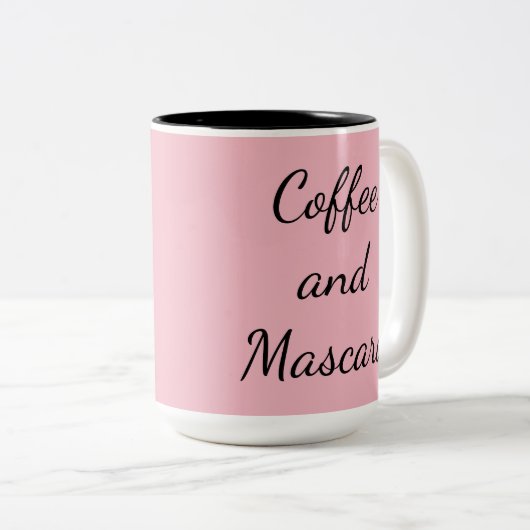 Coffee en Mascara Coffee Tea Cup Tweekleurige Koffiemok (Voorkant rechts)