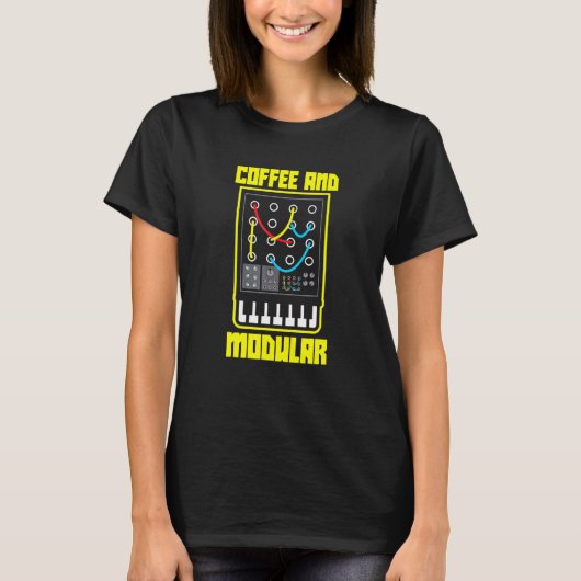 Coffee en modulaire leven Wellenform Synth Nerd Sy T-shirt (Voorkant)