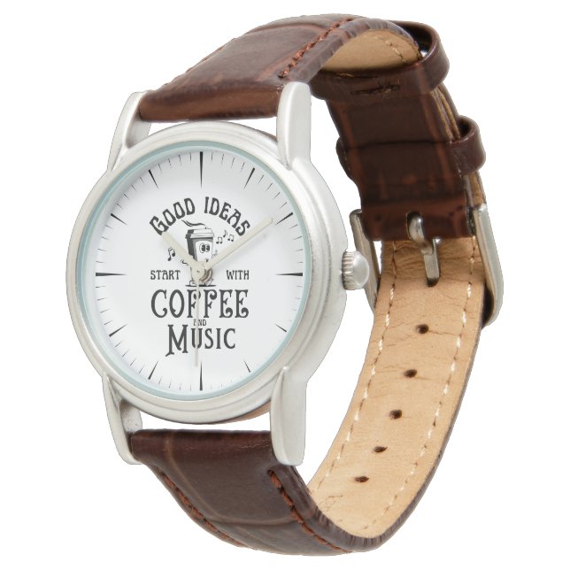 Coffee en Music Lovers Funny Gezegde Calligrafie Horloge (Gekanteld)