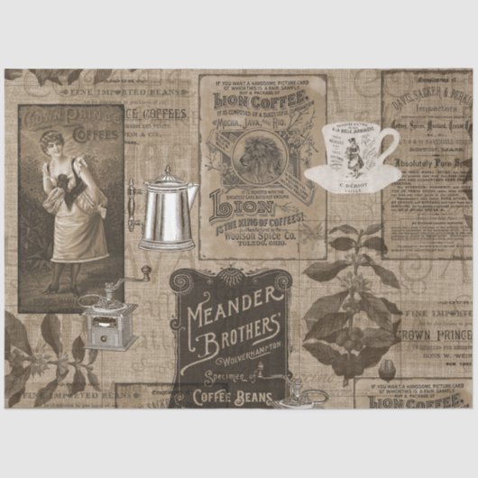 Coffee Ephemera Adverteren ontkoppeling van kunst Tissuepapier (Voorkant)