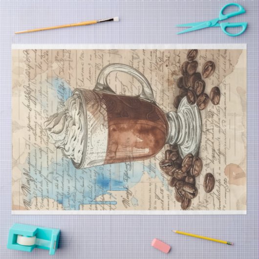 Coffee Ephemera Waterverf Collage Tissuepapier (Craft)