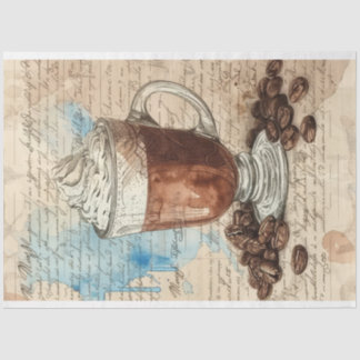 Coffee Ephemera Waterverf Collage Tissuepapier