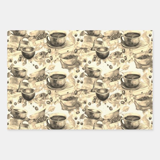 Coffee Espresso-waterverf Inpakpapier Vel (Voorkant 2)