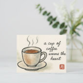Coffee Etegami Postcard Briefkaart (Staand voorkant)
