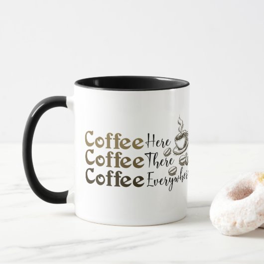 Coffee Everywhere Ceramic Mug for Coffee Lovers Mok (Met donut)