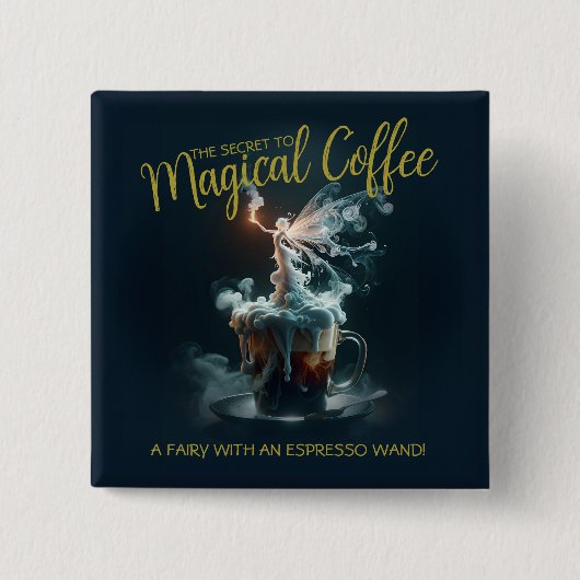Coffee Fairy Badge Vierkante Button 5,1 Cm (Voorkant)