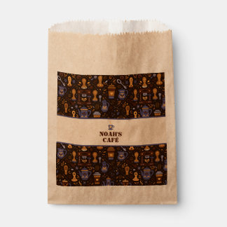 Coffee favor bags — kraft with folk coffee bands bedankzakje