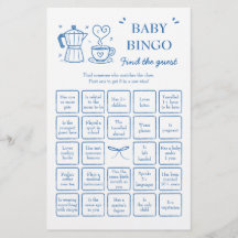 Coffee Find the Guest Baby Bingo Game