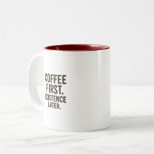 Coffee First Existence Later Mug – Caffeine Bursts Tweekleurige Koffiemok (Voorkant links)