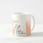 Coffee First Fun Boho Waterverf Koffiemok (Voorkant rechts)