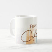 Coffee First Fun Boho Waterverf Koffiemok (Voorkant links)