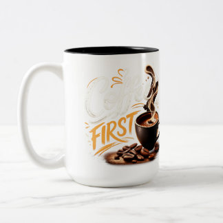 Coffee First Funny Coffee Lover Mug | Morning Coff Tweekleurige Koffiemok