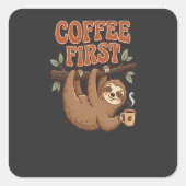 Coffee First Funny Sloth Sticker (Voorkant)
