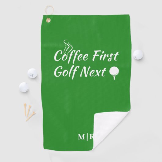 Coffee First Golf Next Humor Quote Golfhanddoek (Insitu)