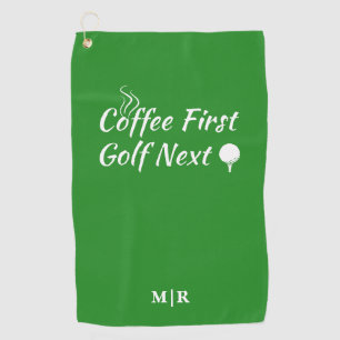 Coffee First Golf Next Humor Quote Golfhanddoek