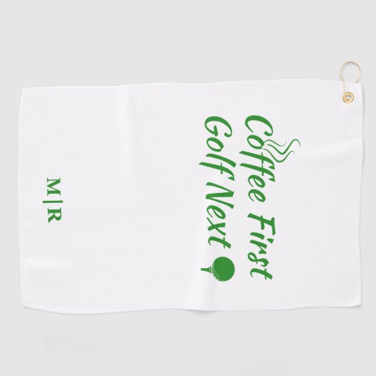 Coffee First Golf Next Humor Quote Golfhanddoek (Horizontaal)