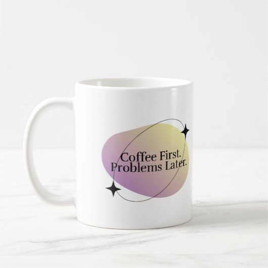 "Coffee First" minimalistische Mok - Prioritaire m (Links)