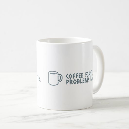 "Coffee First" minimalistische Mok-prioriteitsmoti Koffiemok (Voorkant rechts)