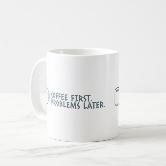 "Coffee First" minimalistische Mok-prioriteitsmoti Koffiemok (Voorkant links)