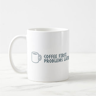 "Coffee First" minimalistische Mok-prioriteitsmoti Koffiemok