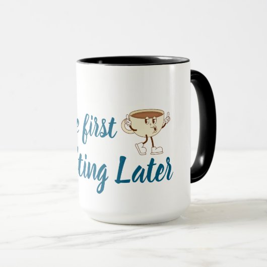Coffee First T-shirt – Grappig & Trendy Mok (Voorkant rechts)