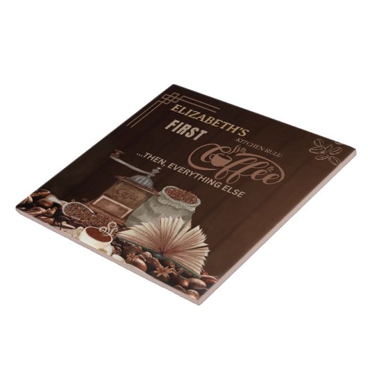 Coffee First Then Everything Else Kitchen Rule Tegeltje (Zijkant)