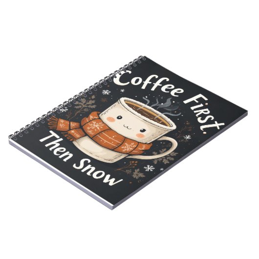 Coffee First, Then Snow – Winter Notebook Design Notitieboek (Linkerzijde)