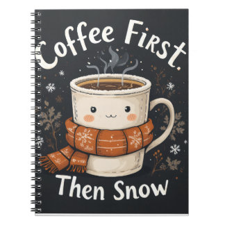 Coffee First, Then Snow – Winter Notebook Design Notitieboek