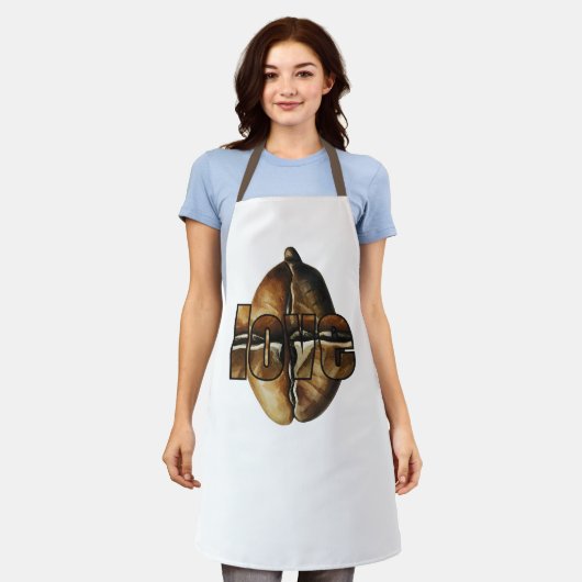 Coffee-flavored kitchen apron schort (Gedragen)