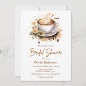 Coffee Floral Love is Brewing Bridal Shower Kaart (Voorkant)