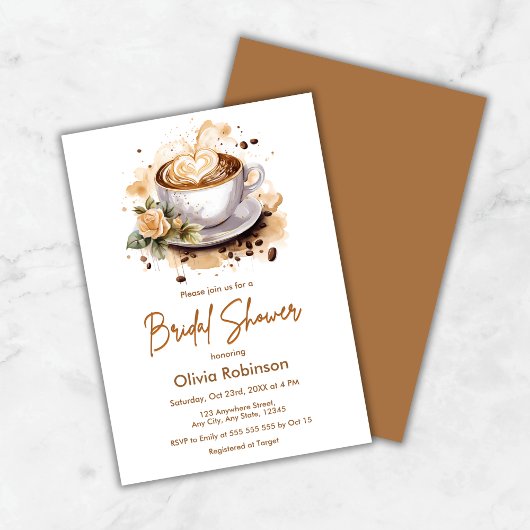 Coffee Floral Love is Brewing Bridal Shower Kaart