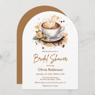 Coffee Floral Love is Brewing Bridal Shower Kaart