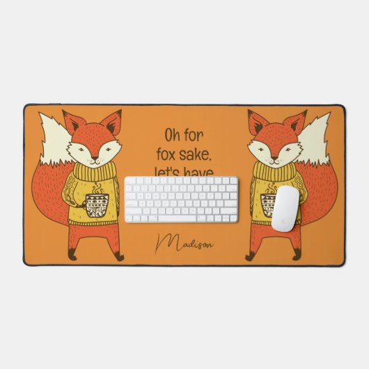 Coffee Fox aangepaste naam & tekst Bureaumat (Keyboard & Muis)