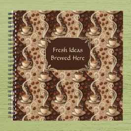 Coffee Fresh Ideas Brewed Here Vintage Look Cafe Notitieboek