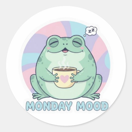 Coffee Frog Sticker Cute Frog Drinking Coffee Funn (Voorkant)